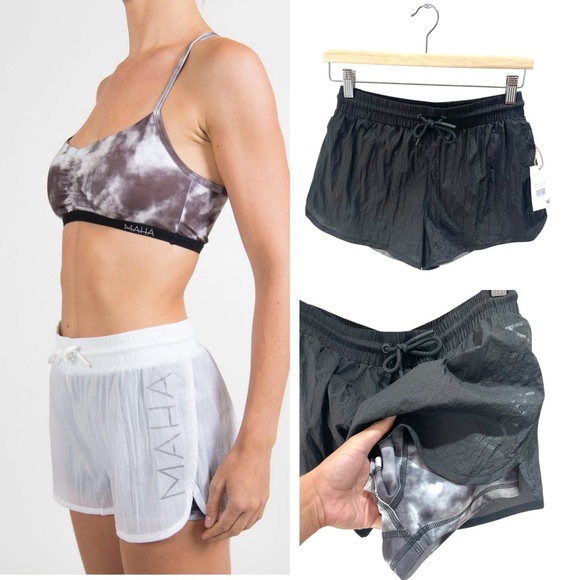 NEW Maha Yogi Black Nylon Cloud Shorts Size S (fits XS) - Picture 1 of 7